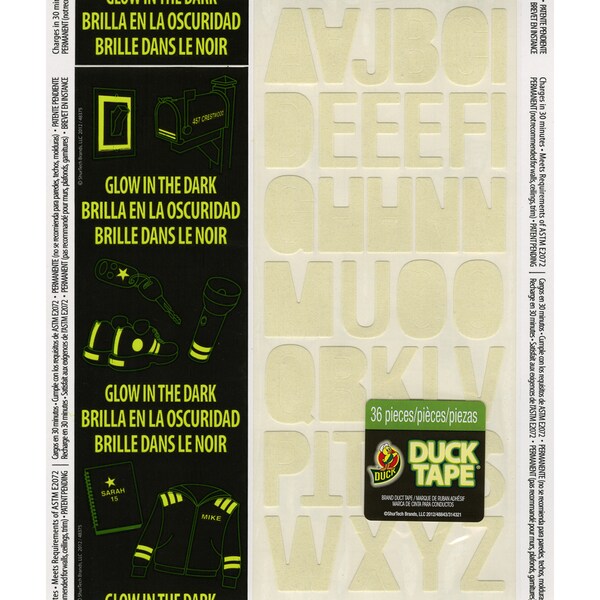 Glow In The Dark Duck Tape Sheets 8.5"X10" 1/Pkg-Letters