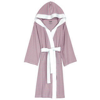 Women's Organic Cotton White and Lavender Stripe Bath Robe