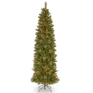 Low Price 7 1/2' Tacoma Pine Pencil Slim Tree with 350 Clear Lights