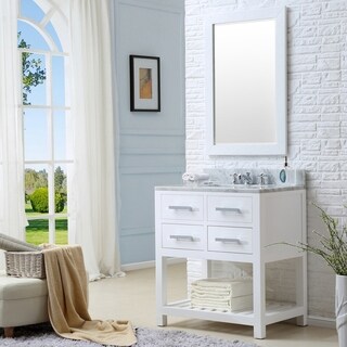 Water Creation Madalyn 30-inch Solid White Single Sink Bathroom Vanity