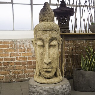 Today Sale Antiquated Ecru Serene Head Decorative Sculpture (Indonesia)