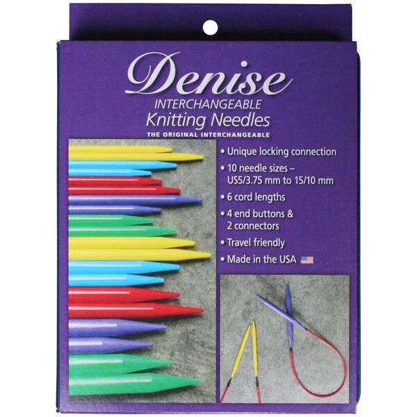 Denise Interchangeable Knitting Needles KitBlue Case & Primary Colored