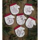 Redwork Mittens Ornament Kit-Set Of Six