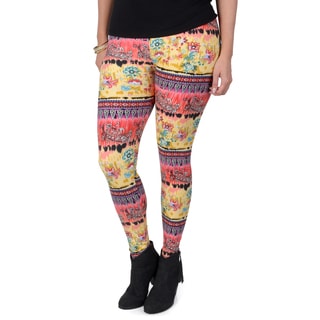 Hailey Jeans Co. Junior's Contemporary Plus Mixed Paisley Print Leggings-Image