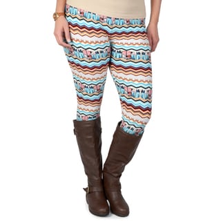 Hailey Jeans Co. Junior's Contemporary Plus Mixed Chevron Print Leggings-Image