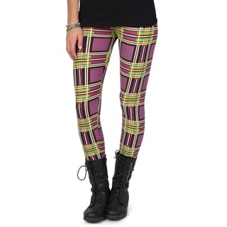 Hailey Jeans Co. Junior's Soft Plaid Print Leggings-Image