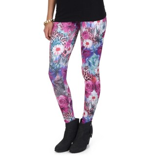 Hailey Jeans Co. Junior's Soft Floral Print Leggings-Image