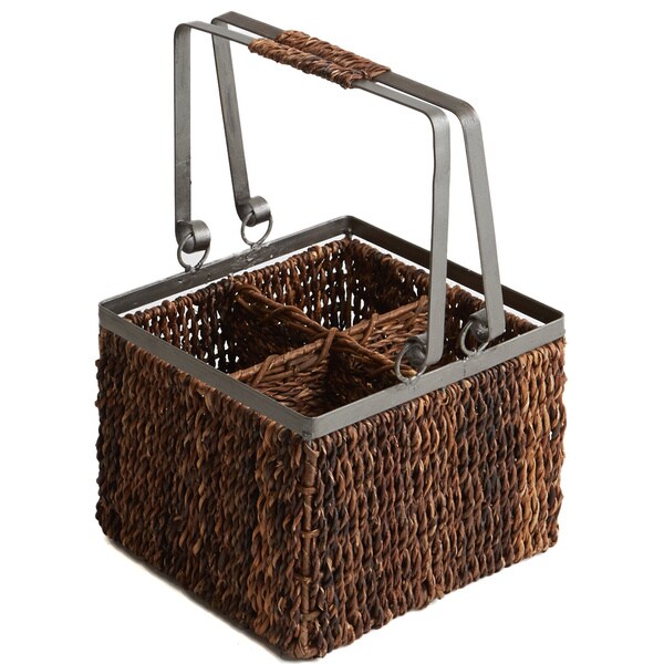 Woodard & Charles YB2011 Abaca with Metal Trim 12 1/2-Inch 4 Wine Bottle Caddy 