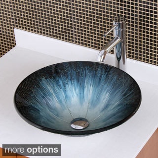 Elite Round Tempered Glass Bathroom Vessel Sink And Faucet Combo