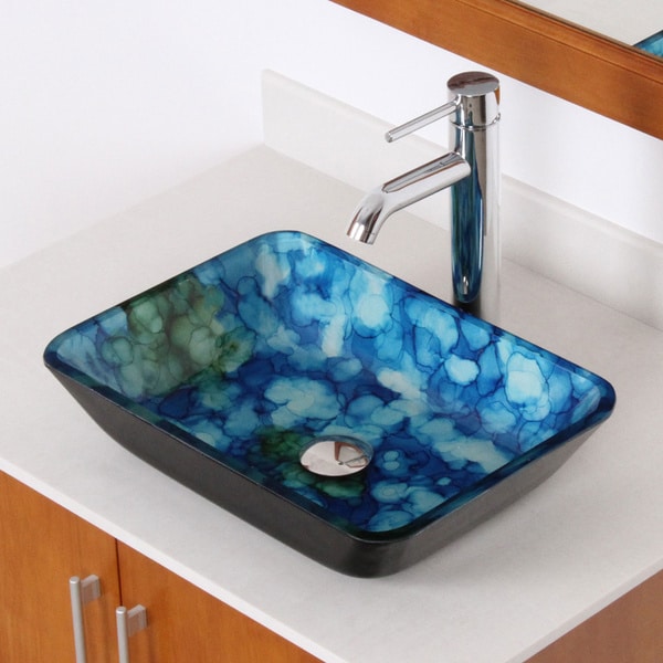 ... Cloud-style Art Tempered Glass Bathroom Vessel Sink with Faucet Combo