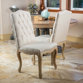 For sale Christopher Knight Home Weathered Hardwood Studded Beige Dining Chair (Set of 2)