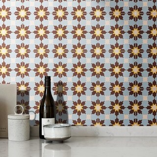 Special Prices Handmade 8 x 8 Ahfir Brown Stars Cement and Granite Moroccan Tile (Morocco) (Pack of 12)