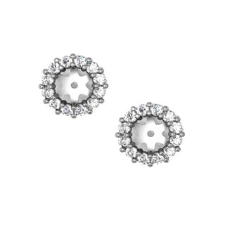 14k White Gold 1/2ct TDW Halo Diamond Stud Earring Jackets (G-H, I1-I2)-Image