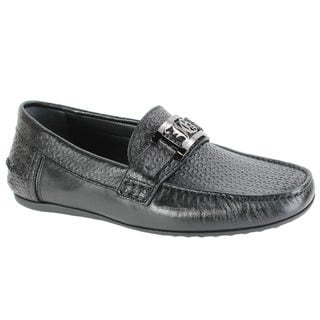 See Reviews John Galliano Men's Textured Leather Black Loafers