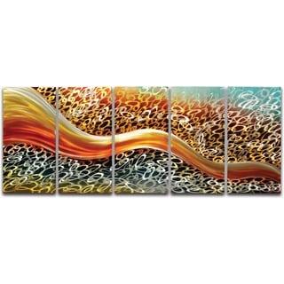 Low Price 'Cosmic Slide' XL 5-panel Handmade Metal Wall Art