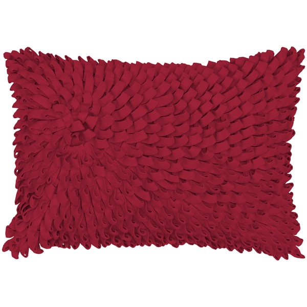 Felt and Wool Petal Loops Textured Feather-filled Throw Pillow