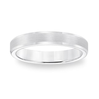 Cambridge White Tungsten Carbide Beveled Edge Comfort Fit Ring-Image