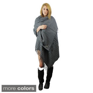 Le Nom Houndstooth Woven Wrap & Shawl