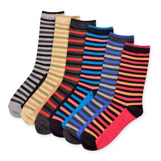 Women's Value 6-Pack Thin Stripe Crew Socks-Image