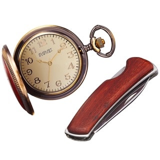 August Steiner Men's Japanese Quartz Pocket Watch & Pocket Knife