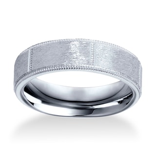 Bliss Men's 10k White Gold 6mm Brushed Comfort Fit Wedding Band-Image