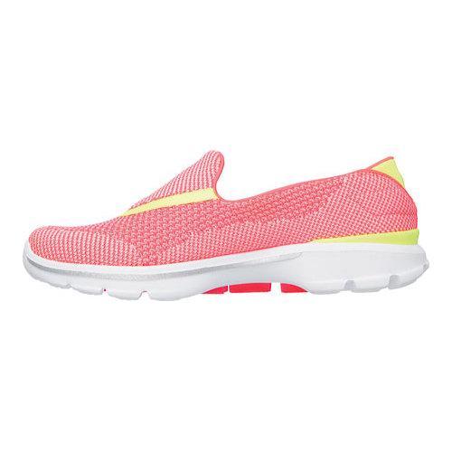Women's Skechers GOwalk 3 Nite Owl Slip On Shoe Hot Pink/Lime