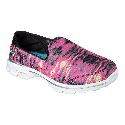 Women's Skechers GOwalk 3 Swell Slip On Black/Hot Pink
