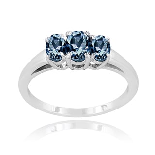 Glitzy Rocks Sterling Silver Tanzanite and London Blue Topaz 3-stone Ring