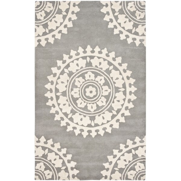 Safavieh Handmade Soho Light Grey/ Ivory New Zealand Wool Rug (8' x 10