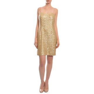 Kay Unger Women's Allover Golden Sequin Stretch-fit Party Dress-Image