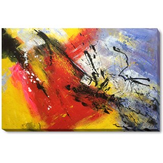 (^.^)/  Pol Ledent 'Abstract 96319012' Hand-painted Framed Canvas Art