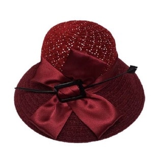 Swan Women's Burgundy Chenille Ribbon Hat-Image