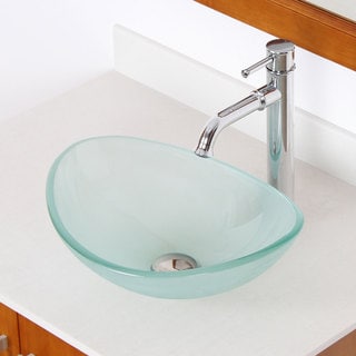 Sale Elite Unique Oval Frosted Tempered Glass Bathroom Vessel