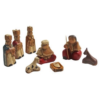 Low Price Mini 8-piece Wood Nativity Scene Set (Ecuador)