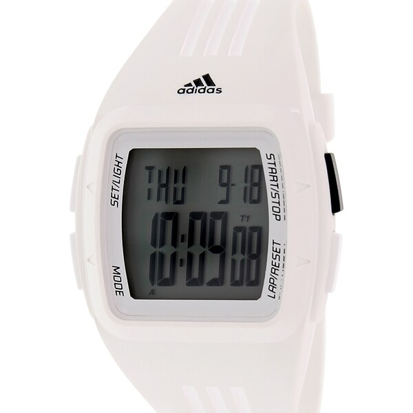 Shop Adidas Men S Duramo White Rubber Quartz Watch With Digital Dial