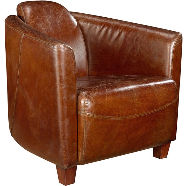 Aurelle Home Brown Leather Lounge Chair - Overstock™ Shopping - Great