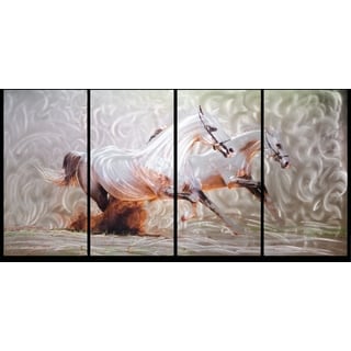 Buy  Wild Horses (White)' 4-piece Oversized Metal Wall Art