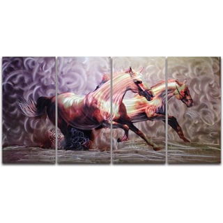 Buy Cheap Wild Horses (Brown)' 4-piece Oversized Metal Wall Art
