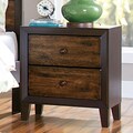 TRIBECCA HOME Draven Rustic Espresso Drifted Oak 2-drawer Nightstand