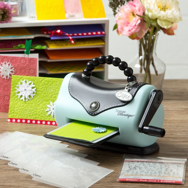 Sizzix Texture Boutique Embossing Machine + 10 bonus Folders & Rub On's