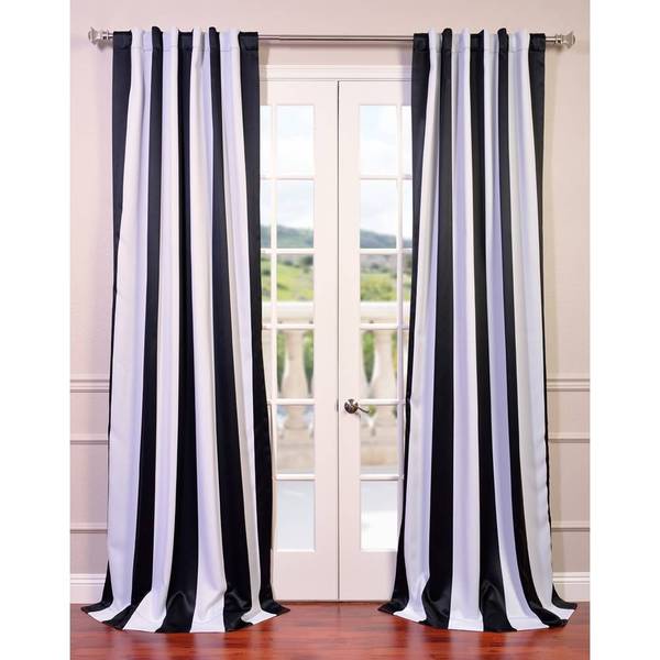 EFF Awning Black/ White Stripe Blackout Curtain Panel (As Is Item)
