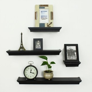 Great Prices Adeco Dark Brown Wood 4-piece Wall Shelf Set