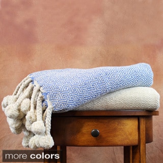 Compare Price 100-percent Cotton Printed Diamond and Solid Throw Blankets (Pack of 2)