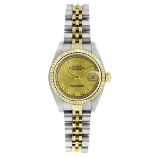 Pre-owned Rolex Women's 6917 Datejust Two-tone Champagne Roman Watch