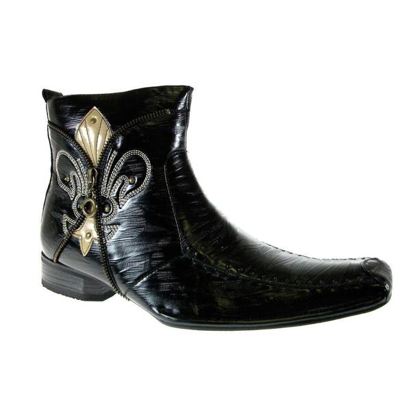 Delli Aldo Men's Black Faux Zip Detail Ankle Boots - Overstock ...