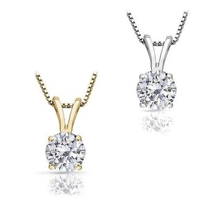 14k Gold 1/2ct TDW Round Diamond Solitaire Necklace (J-K, I1-I2)