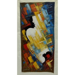 Hot Deal Bernard Mensah 'Child and Mother - Amazing Love' Unframed Original Painting (Ghana)