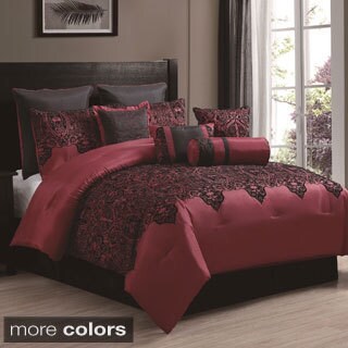 Mischa 10-piece Damask Flocking Comforter Set