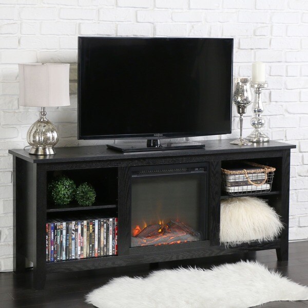 Media Console with Electric Fireplace in Black