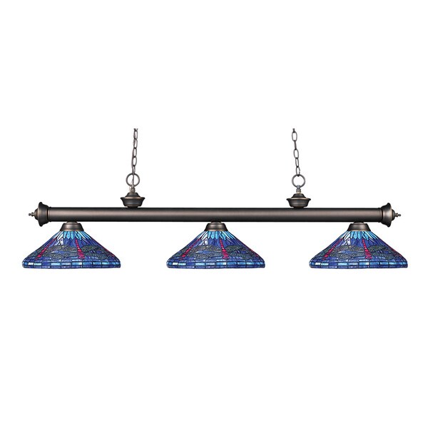 Z-lite Riviera Olde Bronze and Tiffany Glass 3-light Billard Fixture